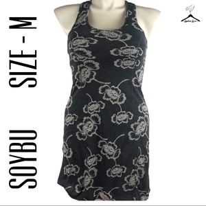 Soybu Black & White Floral Design Yoga Tunic Tank